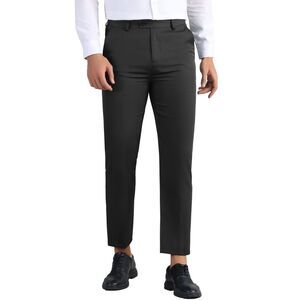 Classic Fit Stretch Flat Front Expandable Waist Business Trouser Black